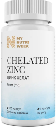 Хелатний цинк My Nutri Week Chelated Zinc 30 мг 100 капс Київ