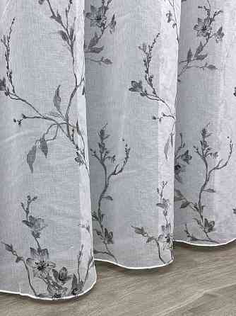 Тюль батист, колекція «Flora» колір білий з сірим принтом 1541т Київ