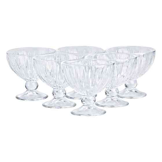 Креманка на ножке стеклянная прозрачная 250 (мл) набор креманок 6 штук для салатов, десертов, желе HP520 Киев