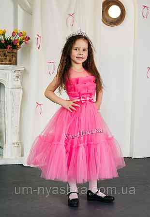 Детское нарядное розовое платье Барби 104-146 Кривой Рог