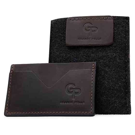 Шкіряний матовий картхолдер GRANDE PELLE 11526 Коричневий Київ