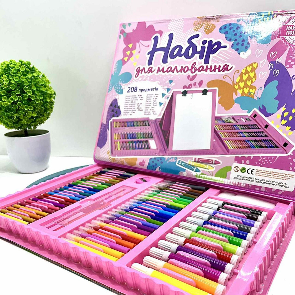 Набір для малювання 208 маркери олівці фарби в валізці Рожевий (C 49385) Чернигов - изображение 8