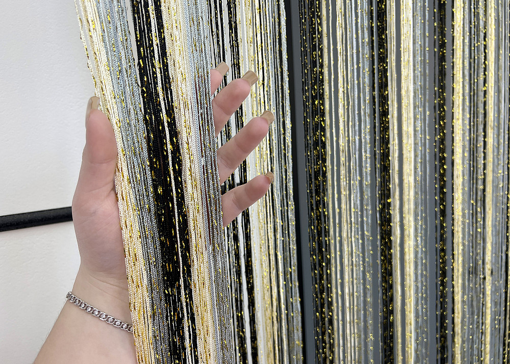 Штори-нитки з люрексом Молочний з сірим і чорним 300х300см 1 шт (61-120) Київ - фото 5