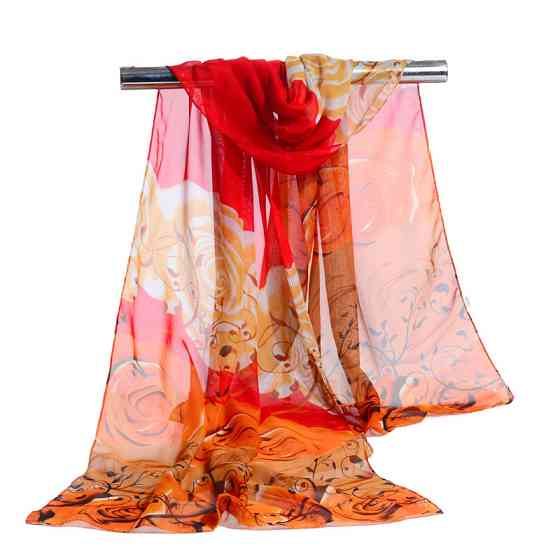 Шифоновый шарфик с цветочками 145 на 48 см разноцветный Киев