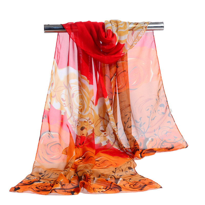 Шифоновый шарфик с цветочками 145 на 48 см разноцветный Киев - изображение 5