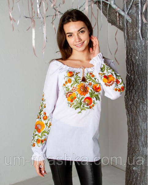 Жіноча вишиванка в стилі петриківського розпису "Писанка" Кривий Ріг - фото 1