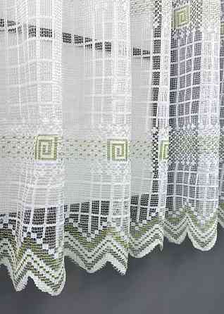 Тюль сетка VR-Textil Juli № 1870т Арка на кухню цвет белый с салатовым 400х150 см (53-0176) Киев