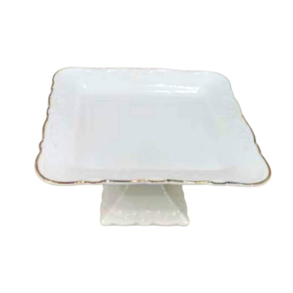 Yiwu Тортівниця порцелянова на ніжці 20×20 (см) квадратна 120-YH- Коломия - фото 1