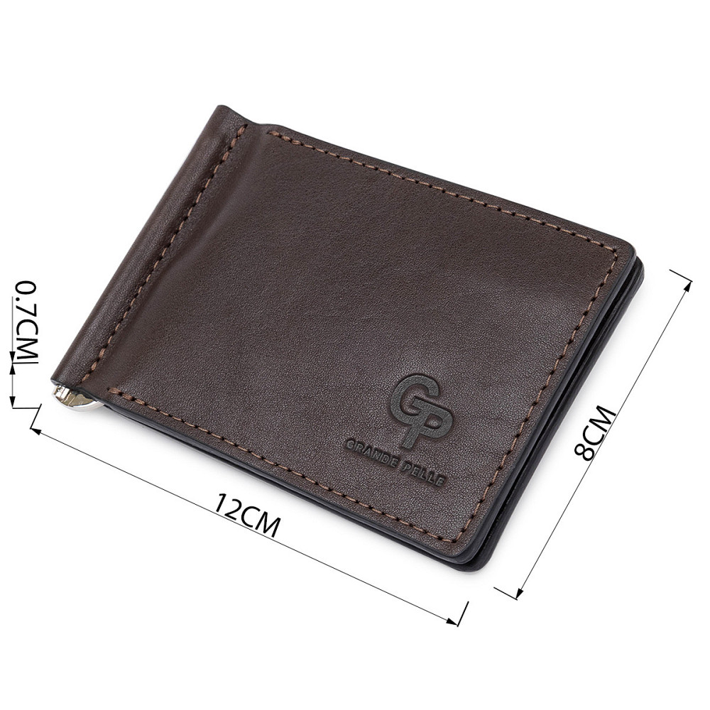 Кожаный мужской зажим для денег с монетницей Коричневый (GRANDE PELLE) Киев - изображение 7