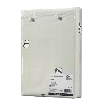 Постельное белье Ardesto Gloria сатин панды, зеленый полуторный евро 160х220 (ART1622PS) Винница - изображение 4