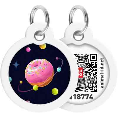 Адресник для животных WAUDOG Smart ID с QR паспортом "Вселенная пончиков", круг 30 мм (230-0218) Винница