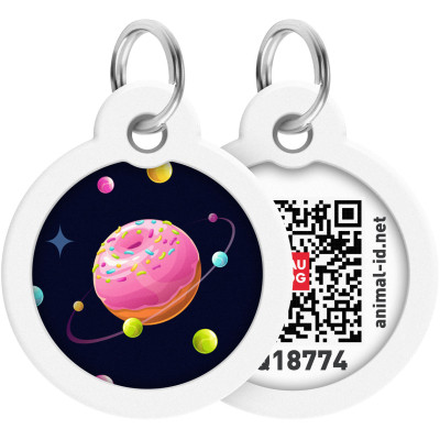 Адресник для тварин WAUDOG Smart ID з QR паспортом "Всесвіт пончиків", коло 30 мм (230-0218) Вінниця - фото 1