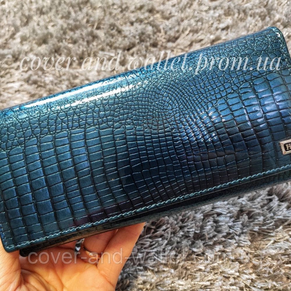 Бірюзовий жіночий гаманець з натуральної лакової шкіри Hassion AE 501 Київ - фото 6