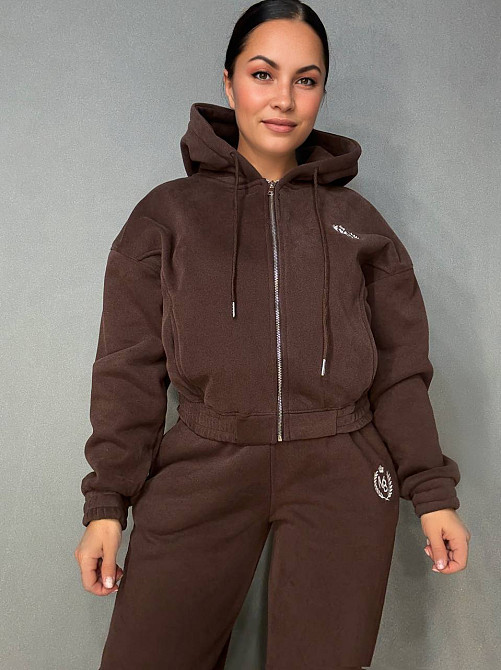 Костюм женский Joy One 80990 утепленный на флисе худи с брюками коричневый, коричневый, XL Киев - изображение 19