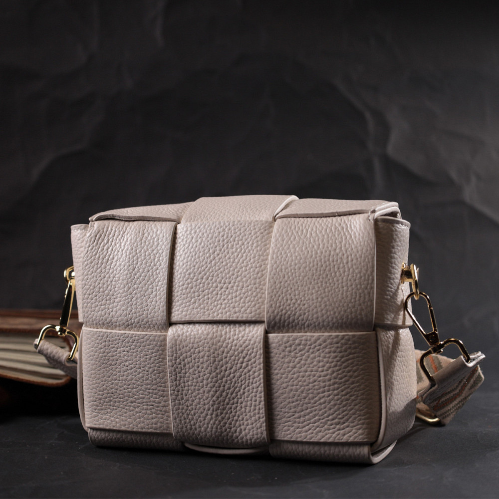 Вечерняя женская сумка с переплетами из натуральной кожи Vintage 22311 Белая Киев - изображение 10