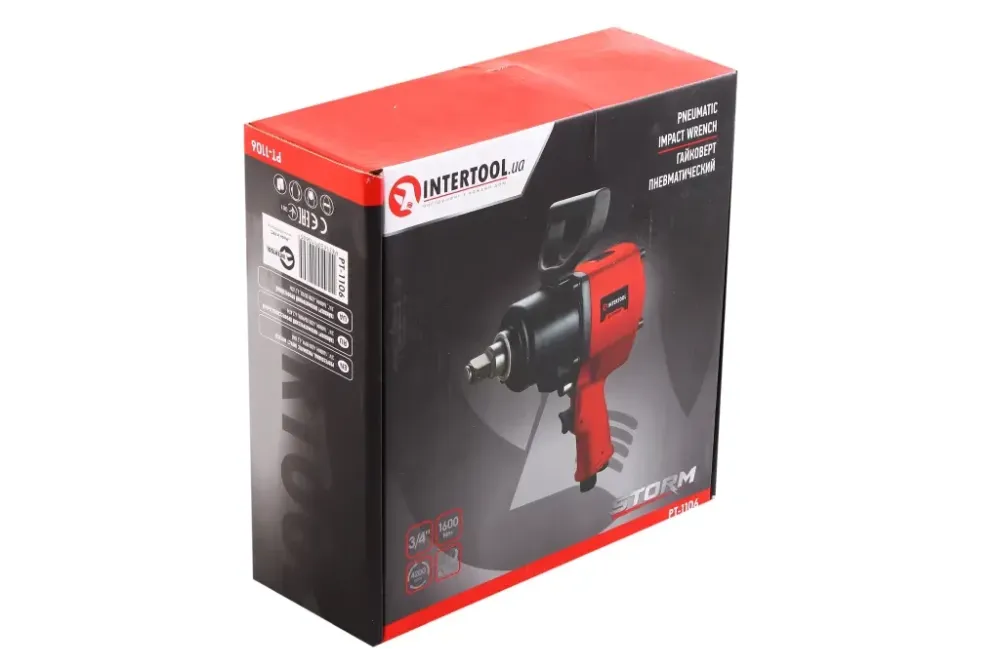 Гайкерт пневмат. дворуковий 3/4 Intertool Storm 1600Нм, 4200 об/мін Вінниця - фото 4