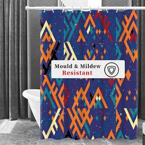 Шторка для ванны из полиэстера водонепроницаемая Bathlux 180x180 см с кольцами, занавеска для ванной комнаты Каменец-Подольский