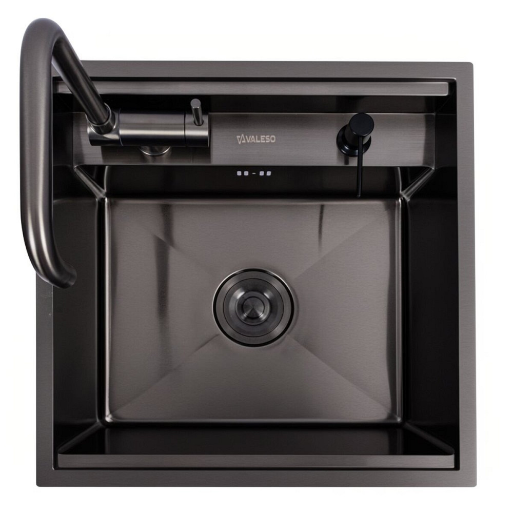 VALESO Кухонна мийка CM 50*50 прихована PVD чорна VALESO Handmade (змішувач в комплекті) Коломия - фото 9