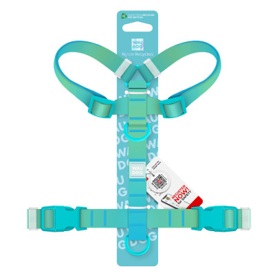 Шлея для собак WAUDOG Nylon Recycled анатомічна H-подібна з QR-паспортом, пластиковий фастекс, М блакитна (47522) Вінниця - фото 3