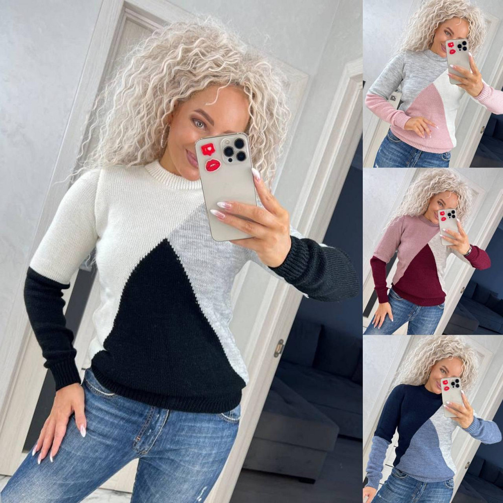 Женский модный свитер  трехцветый. 42-46р Київ - фото 2