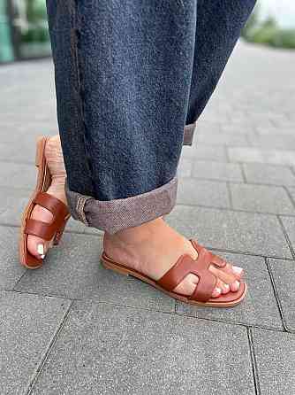 Meideli Зручні шльопанці еко-шкіра на низькому ходу коричневі класичні жіночі MEIDELI C50-7 р. Коломия