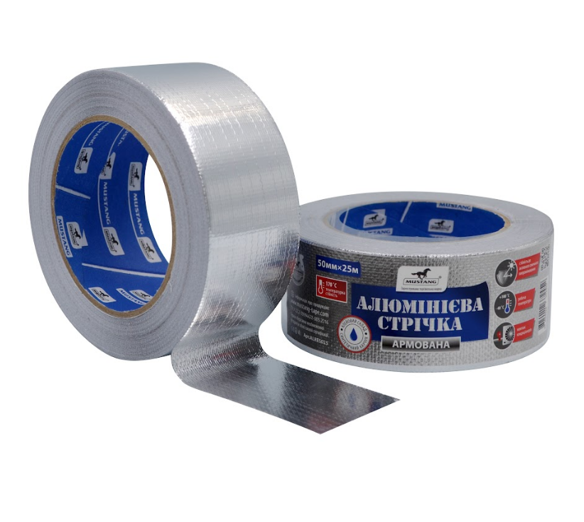 Стрічка клейка армована 50мм*25м 180мкм срібна Мустанг Житомир - изображение 2