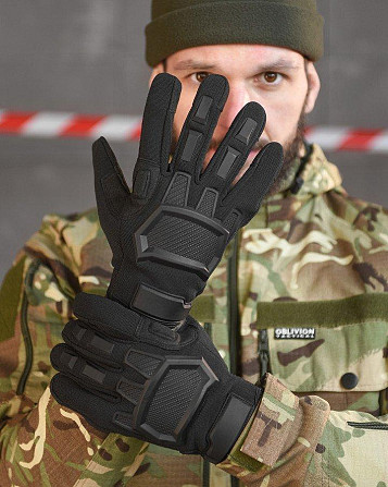 Рукавички тактичні M-Pact чорний із гумовими вставками Одесса - изображение 1