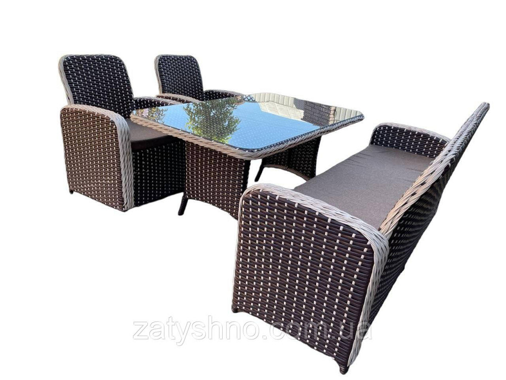 Ротангові меблі зі столом зі склом та подушками Київ - фото 4