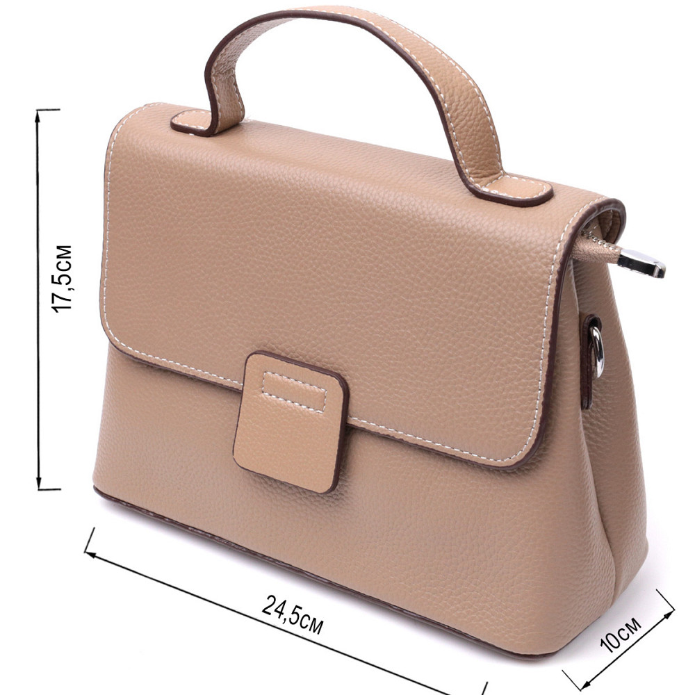 Женская сумка сэтчел из натуральной кожи Vintage 22292 Бежевая Киев - изображение 3