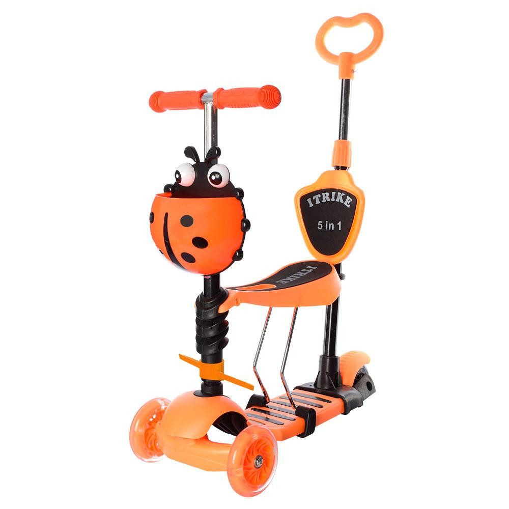 Самокат дитячий зі знімним сидінням та ручкою iTrike JR 3-026-B помаранчевий Бровари - фото 1
