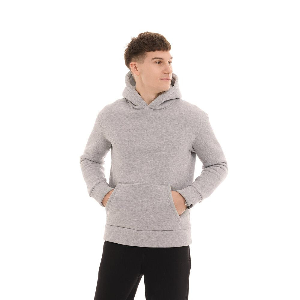 Теплое мужское худи на флисе с капюшоном серое меланжевое Pobedov 008 ЗИМА Киев - изображение 7