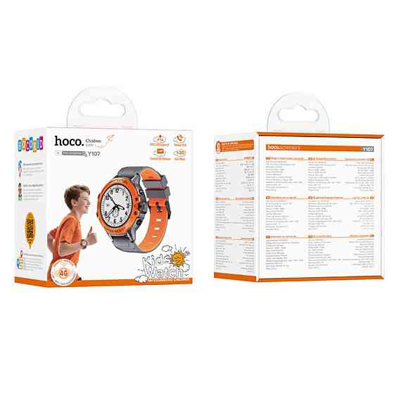 Детские смарт-часы HOCO Y107 4G 32mm. 700 mAh. IP54. children phone watch orange Одесса