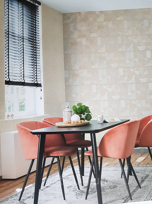 Обои виниловые на флизелине Rasch Riva 1.06х10 геометрия фигуры бежевые песочные золотистые 972511 Киев - изображение 1