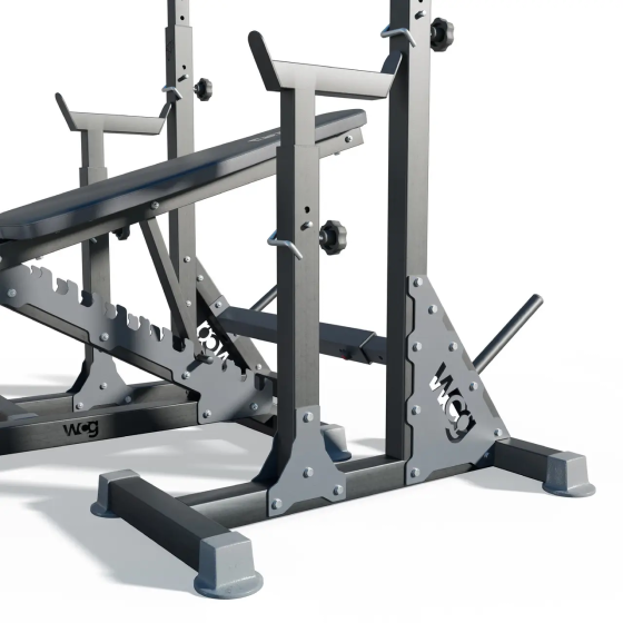 Лавка регульована для жиму WCG Defender + Стійки під присяд зі страховкою Bugai Pro Київ