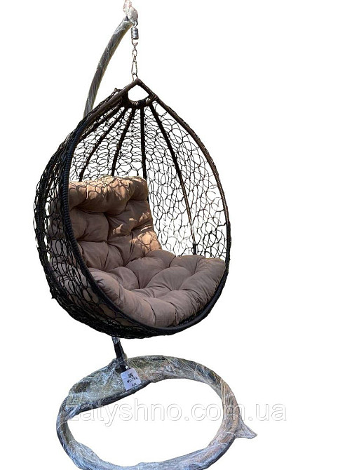 Підвісне крісло з ротанга Кокон з подушкою Київ - фото 4