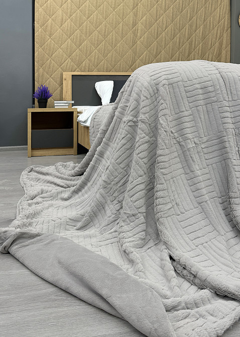 Плед-покрывало Премиум 220х240 см (+-5см) Светло-серый (87-224) Киев - изображение 7