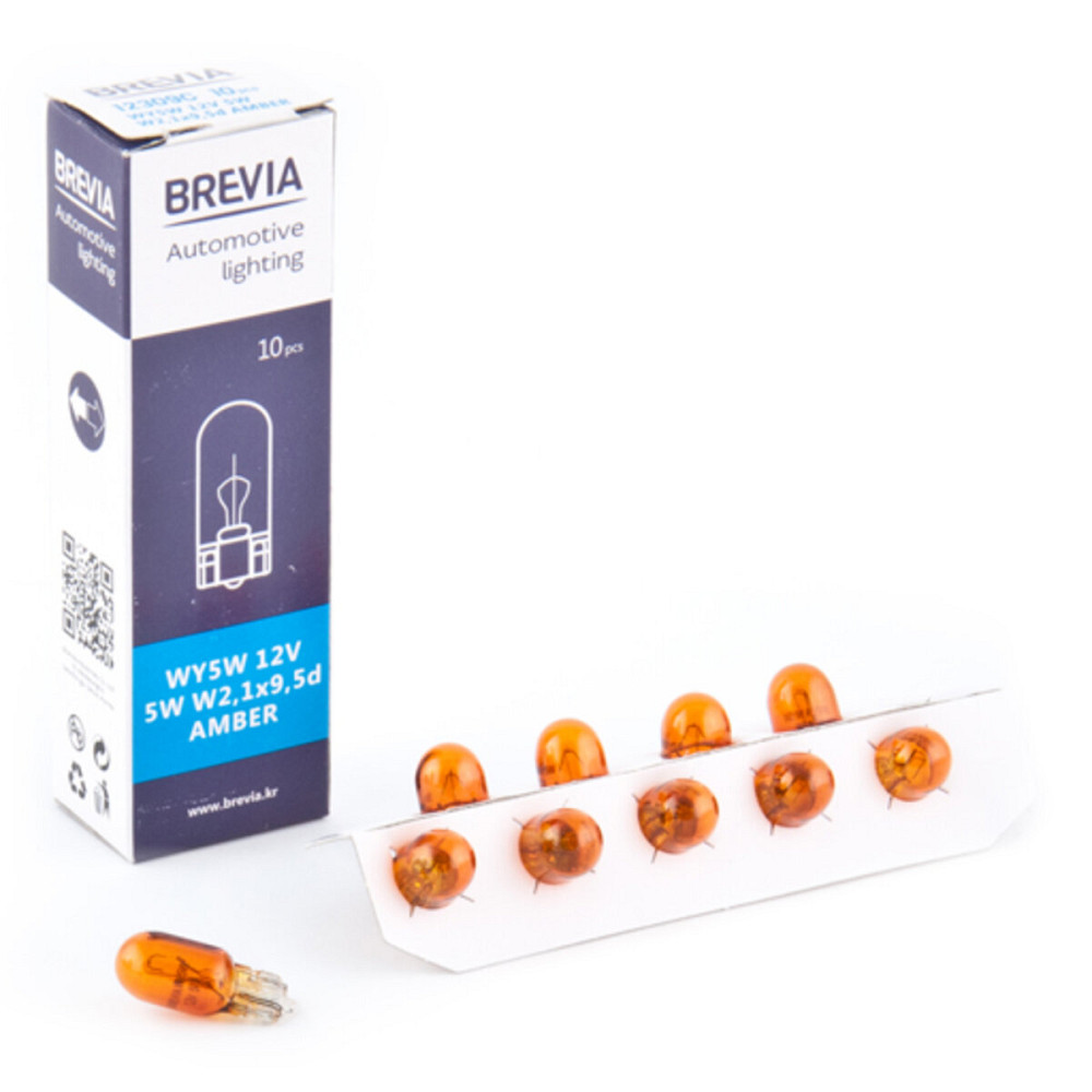 Лампа розжарювання Brevia WY5W 12V 5W W2.1x9.5d AMBER CP, 10шт Киев - изображение 1