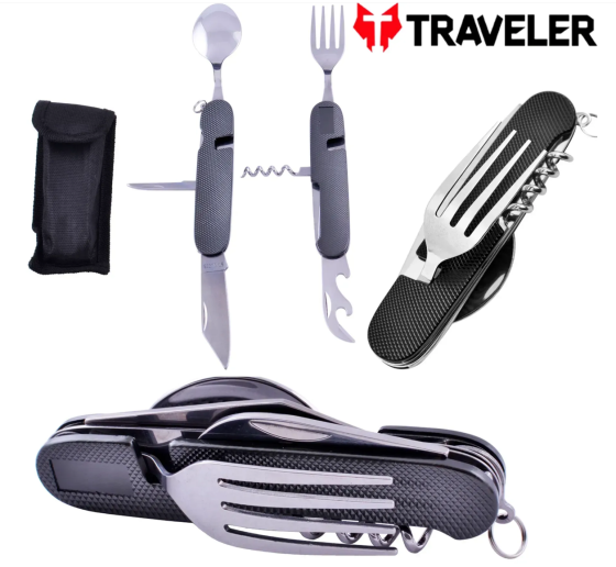 Туристический столовый прибор Traveler A106 чёрный Днепр