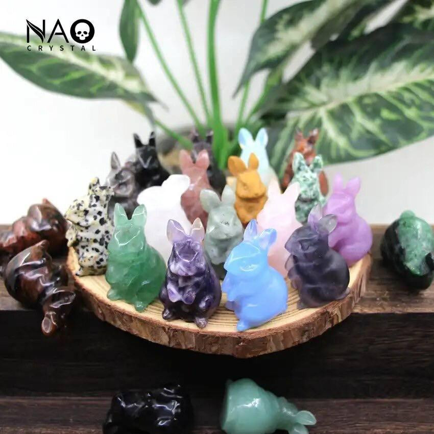 Фигурка кролика из натурального камня зеленого авантюрина 38 мм, пасхальный декор. Киев - изображение 3