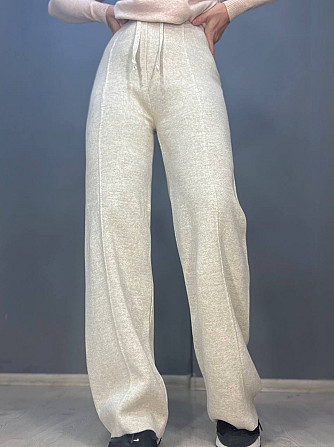 Брюки жіночі My fashion 202401 кльош від стегна зі стрілкою шнурок га талії машинна в’язка one size, Одеса - фото 9