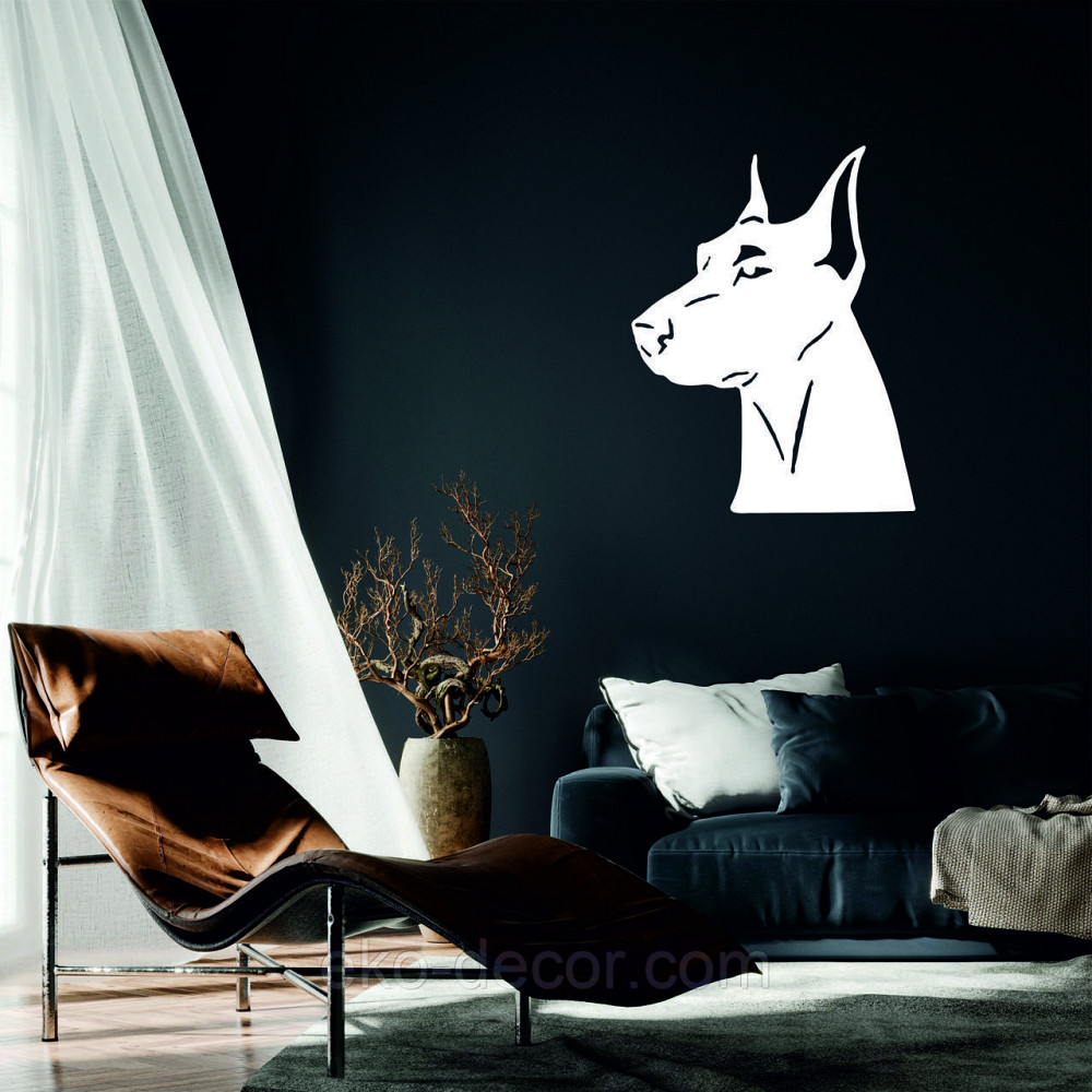 Декоративное настенное Панно «Доберман», Декор на стену 70*50 см, Белый Киев - изображение 1