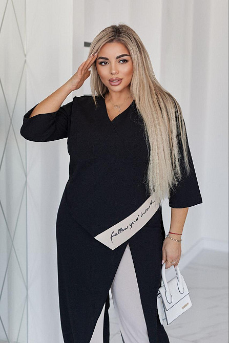 Жіночий стильний повсякденний костюм двійка креп дайвінг Молочний, 56/58 Одеса - фото 2