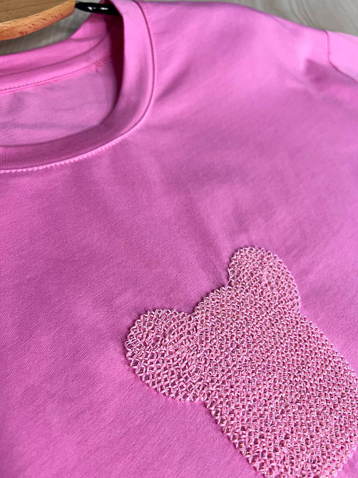 Футболка женская A-N 2396 оверсайз с мишкой и блестками, розовый, one size Киев - изображение 14