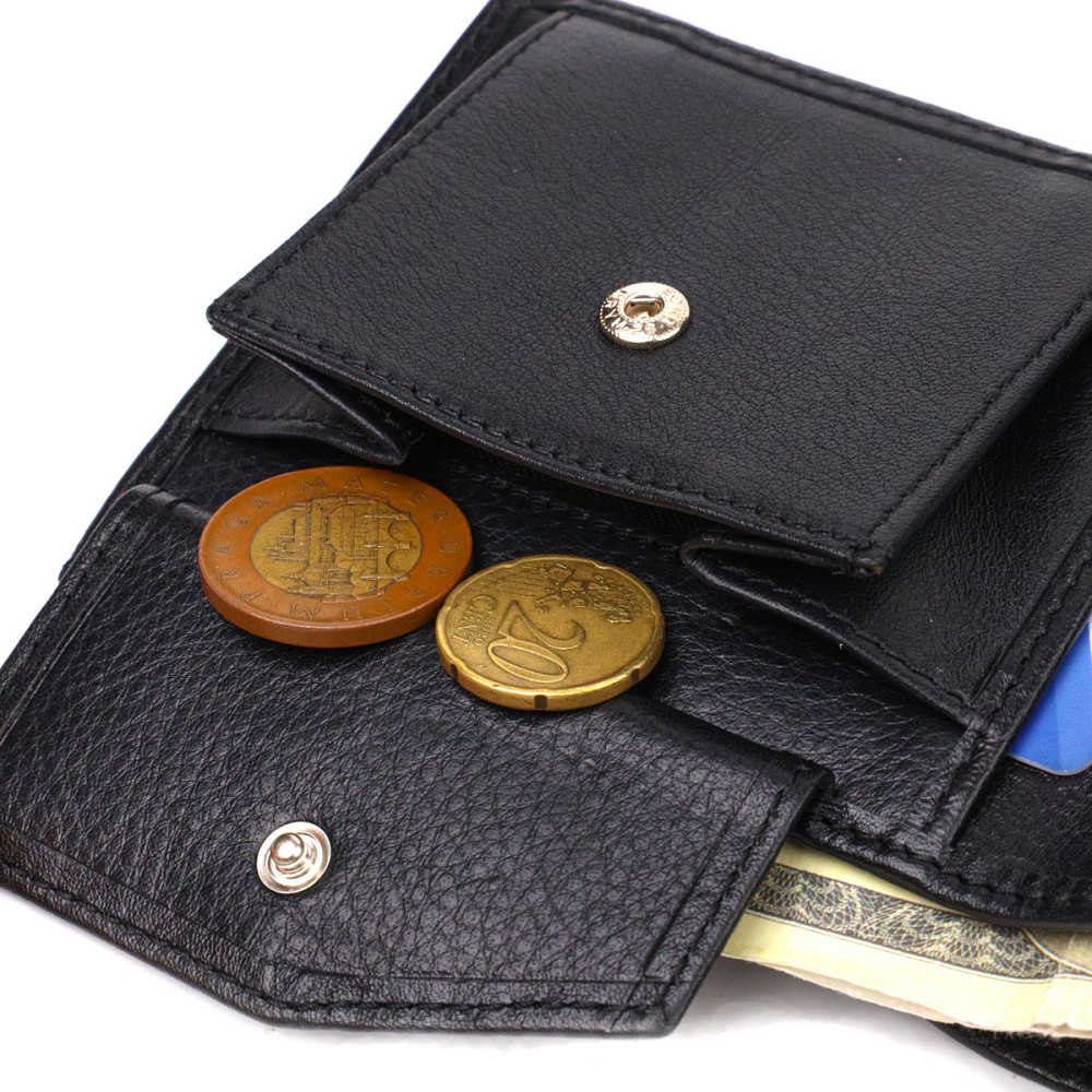 Классическое горизонтальное мужское портмоне из натуральной кожи флотар CANPELLINI 21778 Черное Киев - изображение 4