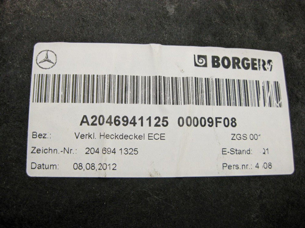 Mercedes-Benz  A2046941125 9F08 Обшивка кришки багажника чорна C-Class W204 Одеса - фото 9