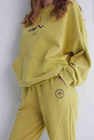 Женский прогулочный костюм двойка: кофта и штаны премиум качества футер диагональный 100% хлопок Оливка, 48 Одесса