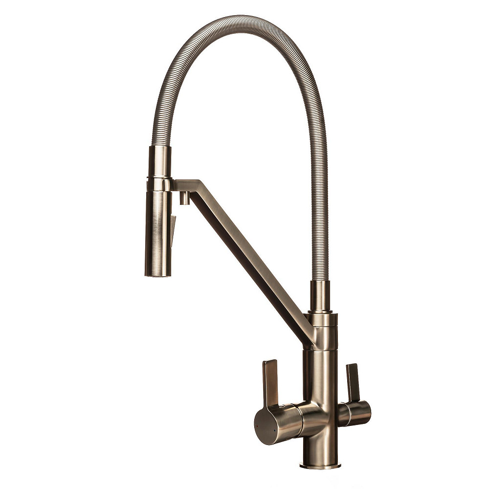 Змішувач  для кухні під осмос TOPAZ SARDINIA TS 8812-H24-PVD-S гнучкий вилив-душ, нікель.D35,TAQ-M10 Тернополь - изображение 4