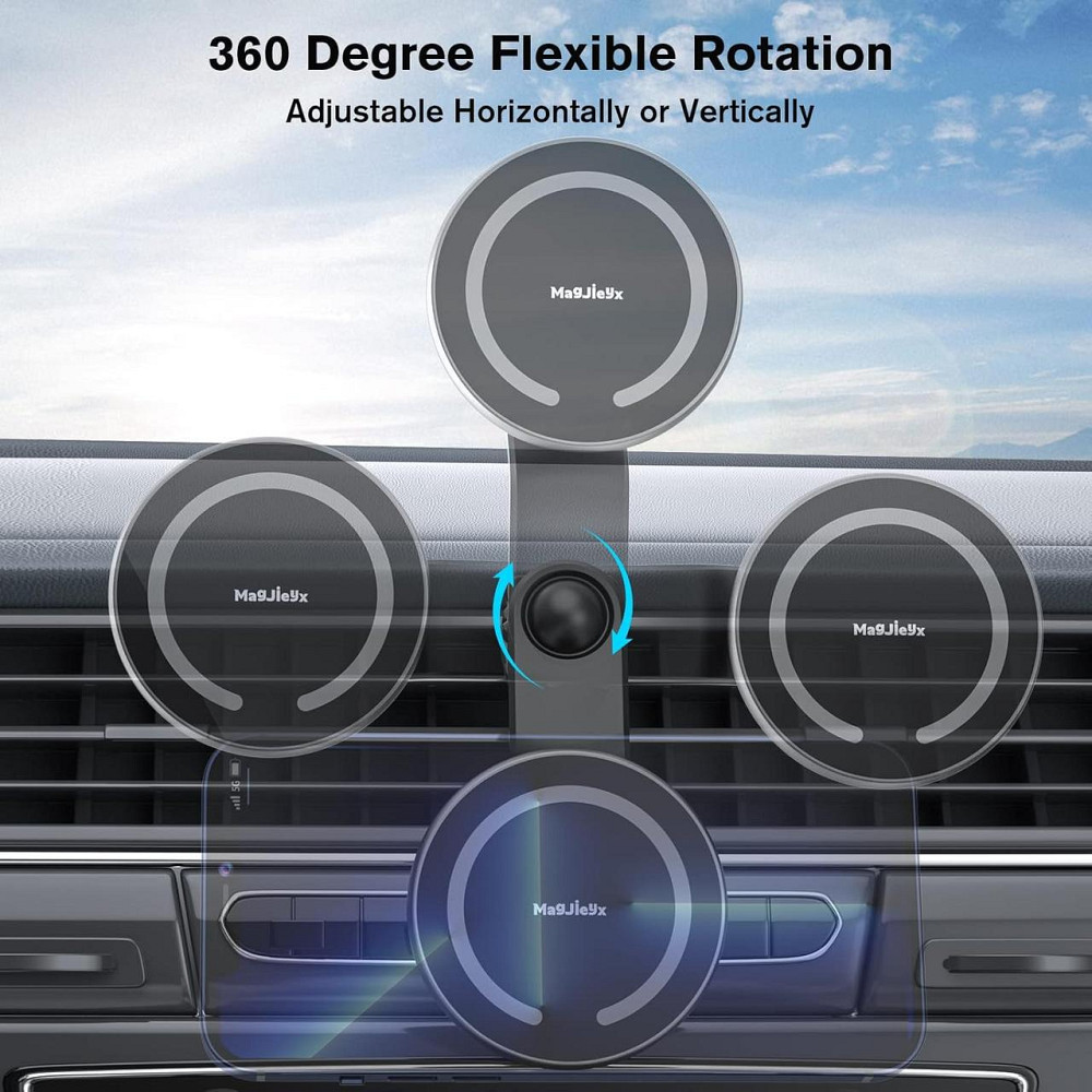 Автодержатель для телефона Magsafe магнитный, поворотный, на дефлектор и панель, серебристый держатель в авто Киев - изображение 6