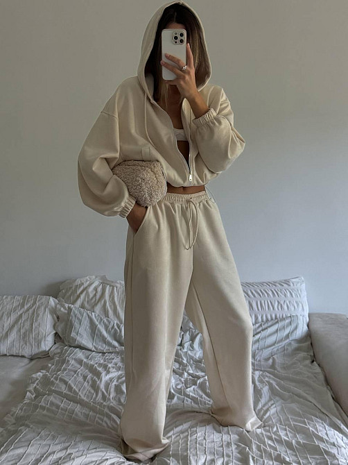 Женский базовый костюм двойка: кофта и брюки замша Одесса - изображение 1