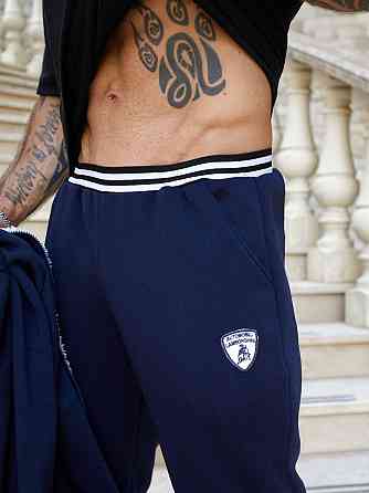 Мужской теплый костюм двойка: кофта и штаны трехнитка на флисе Темно-синий, 60 Одесса